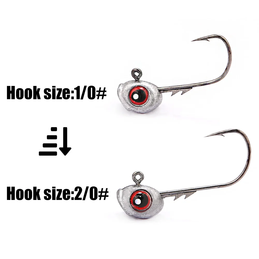 B & U Jig Head Swimbait gancho ojos luminosos pesca de alta resistencia gusano señuelo ganchos para agua de mar anzuelo de agua dulce aparejos de pesca - imagen 5