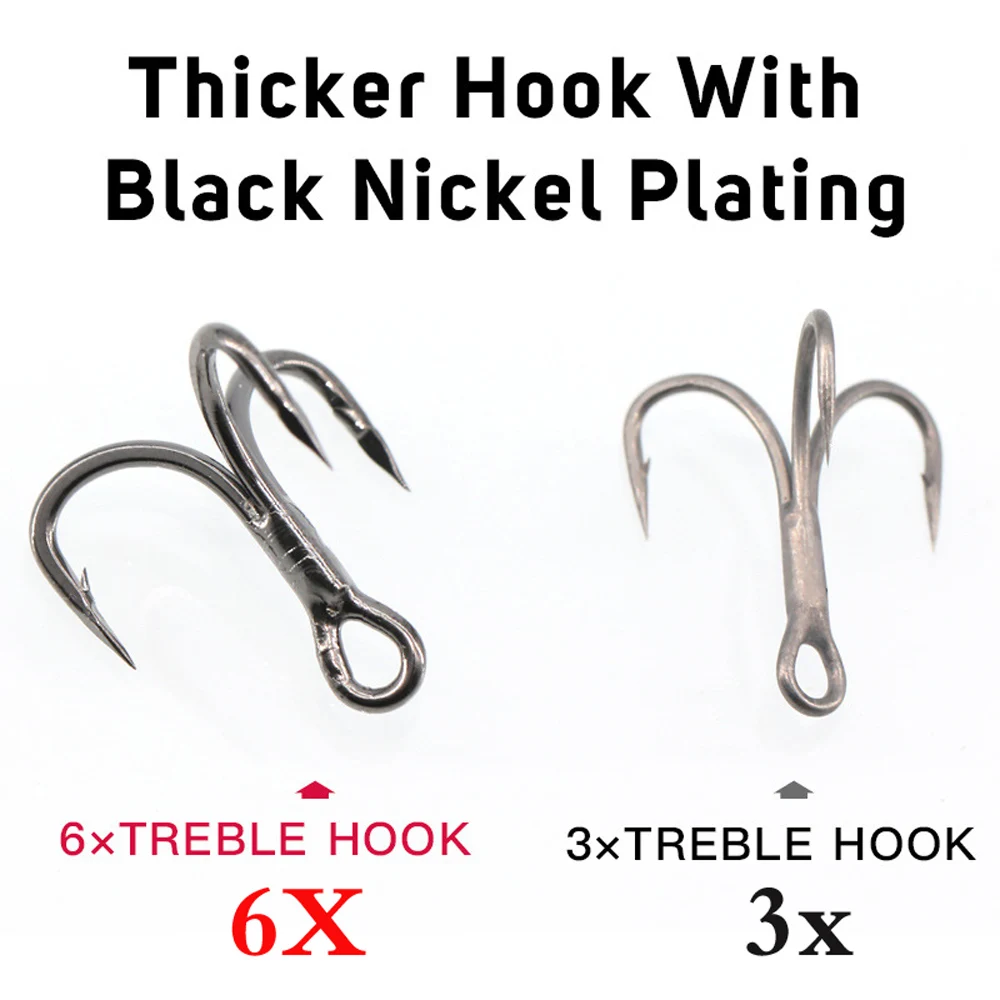 10 unids/lote 6X anzuelo de pesca fuerte de agua salada, anzuelo triple súper afilado de estaño mate 2 # -4 # -6 # -8 #   Ganchos de alta resistencia de acero con alto contenido de carbono - imagen 4