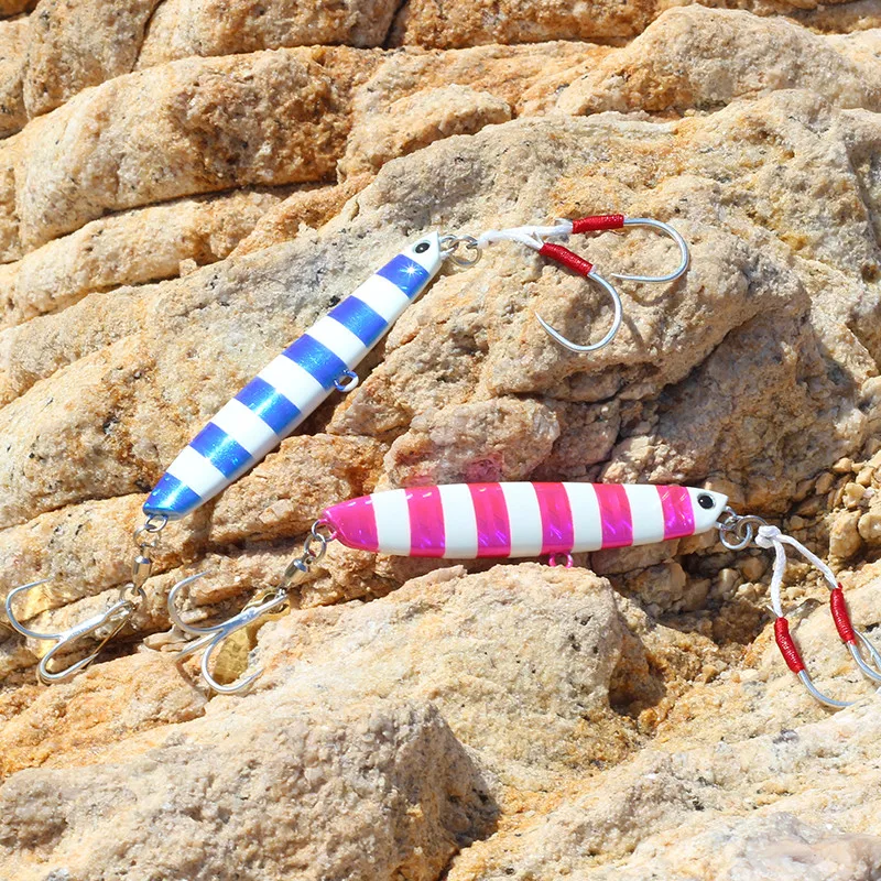 Plantilla de Metal MAGIC WORKS, 15g, 20g, 28g, plantilla lenta para peces, lubina dura, señuelos de pesca giratorios, aparejos, cebo Artificial de agua salada - imagen 5