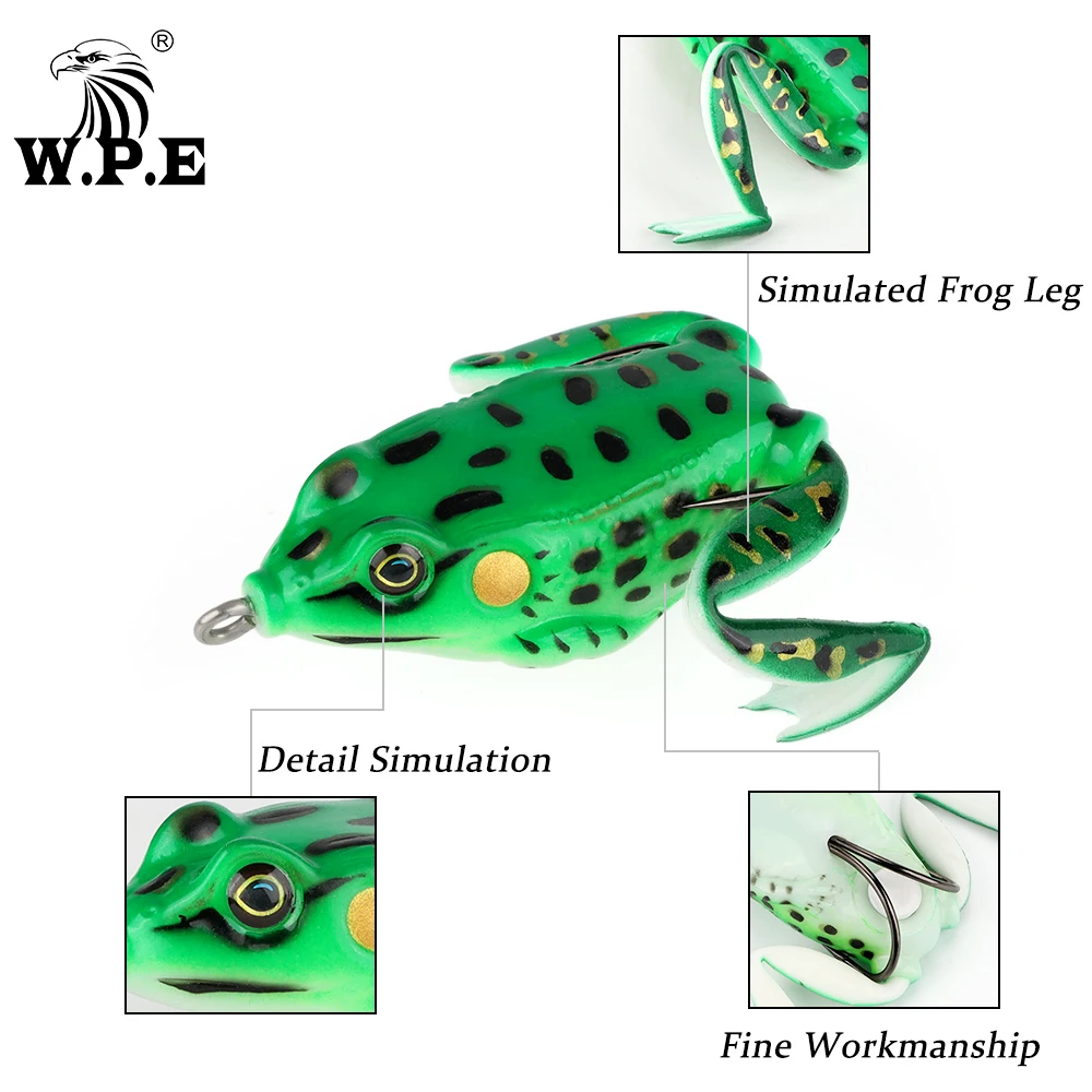 W.P.E-señuelo de goma suave de 1 piezas, Swimbait de 6,5 cm, 20g, señuelo de rana Artificial, Topwater, cabeza de serpiente, bagre, Lucio, aparejos de pesca - imagen 4