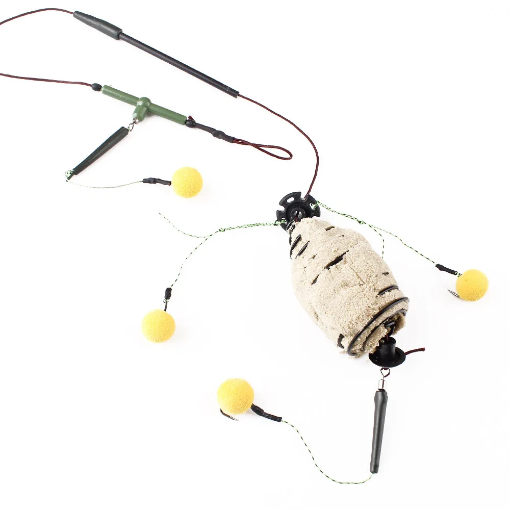 Jaula para cebo de pesca de carpa, alimentador de grupo de línea de 30-80g, anzuelo de púas de acero rico en carbono, alimentador de Metal, accesorios para aparejos de pesca de carpa - imagen 5
