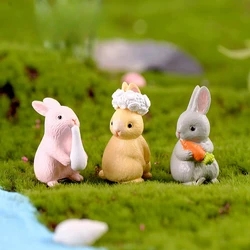 Mini figuras de conejos para decoración de jardín y escritorio
