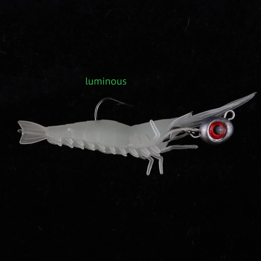 2025 5g 10g señuelo de gambas suaves 5,6 cm 3g 3D ojos grandes camarones cebo falso biomimético gancho luminoso gusano silicona