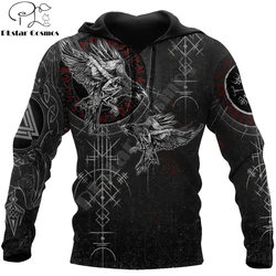 Huginn y Muninn Raven Valknut Tattoo 3D completamente estampado Sudadera con capucha y sudadera para hombre Sudaderas con capucha con cremallera unisex Chándales casuales KJ895