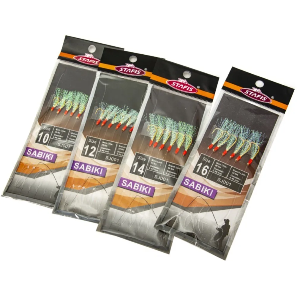 Sabikis señuelo de pesca suave, anzuelos de plumas, cebo de arenque, accesorios de aparejos de pesca de mar, 6 unids/lote por paquete - imagen 4