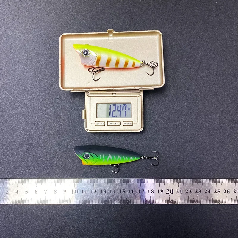 Señuelos de pesca Popper de superficie de 70mm y 12,4g, cebo Artificial de fundición larga, lápiz Topwater, Swimbait Wobblers para equipo de perca de Lucio - imagen 5