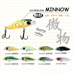 1 Uds. Mini Señuelos de pesca flotantes Minnow 35Mm2,2g Wobblers cebos duros artificiales aparejos de pesca Swimbaits de agua dulce para trucha