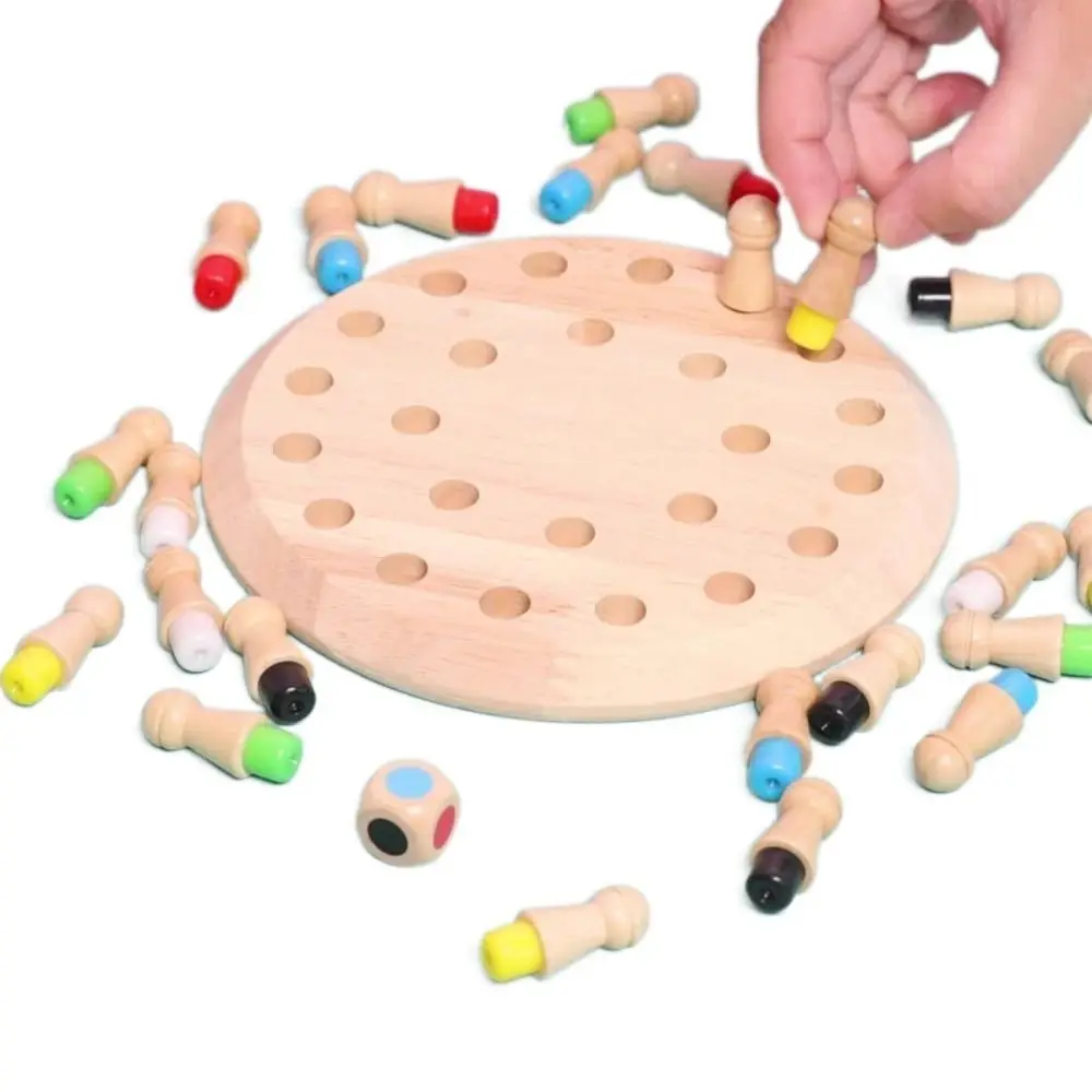 Juguete interactivo rompecabezas juego regalo niños ajedrez de memoria de madera Color memoria ajedrez capacidad cognitiva juego de mesa Montessori - imagen 3