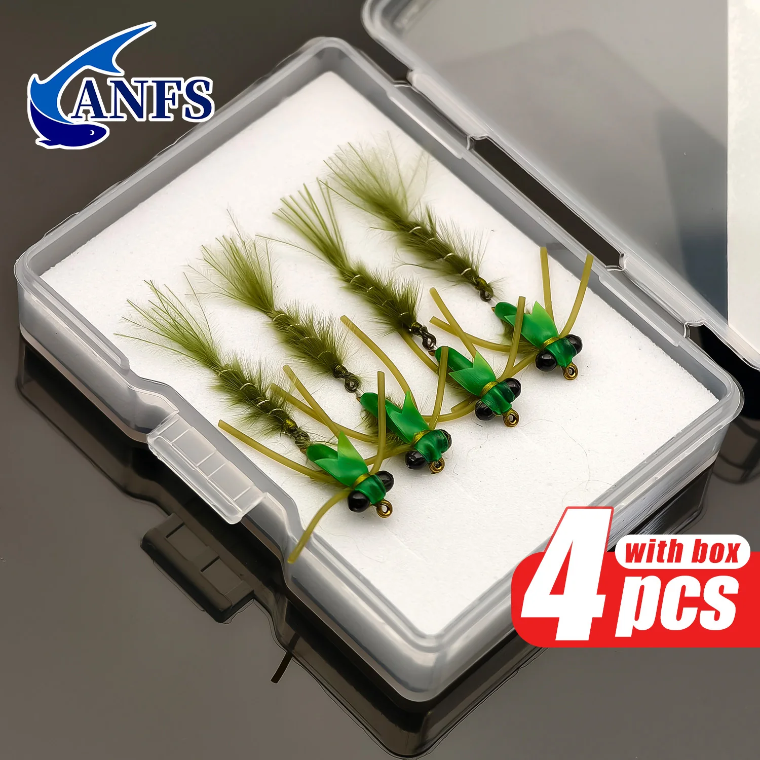 ANFS 4 Uds Damselfly moscas de pesca-anzuelos dobles cebos para moscas para pesca en agua dulce y salada - imagen 2