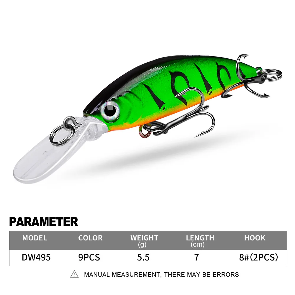Señuelo de pesca de pececillo hundido, 1 piezas, ojos 3D, 70mm, cebo duro de plástico Artificial, Wobbler Crankbait, pesca en el mar de invierno, lubina Ta - imagen 4