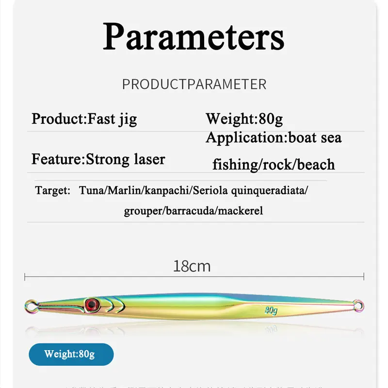 Como plantilla rápida, cebo para pescador, velocidad Vertical, señuelo que se hunde, 60g80g, cuchara de Pesca, Jigging de Metal, cebo Artificial, Leurre de mar - imagen 3