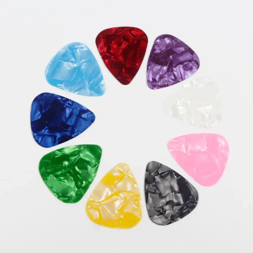 Púas acústicas para guitarra eléctrica, accesorios de Color aleatorio, Plectrum, celuloide, 0,46/0,71/0,96/1,2mm, 10 piezas, gran oferta