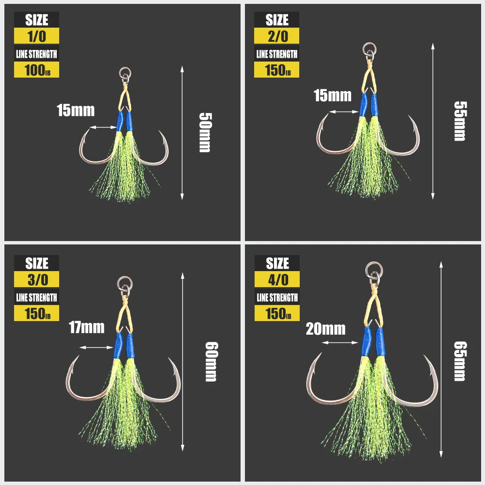 Anzuelo de pesca Jiggingpro de alto carbono, anzuelos de asistencia de plantilla lenta para agua salada, accesorios de pesca en el mar 1/0 2/0 3/0 4/0 - imagen 2