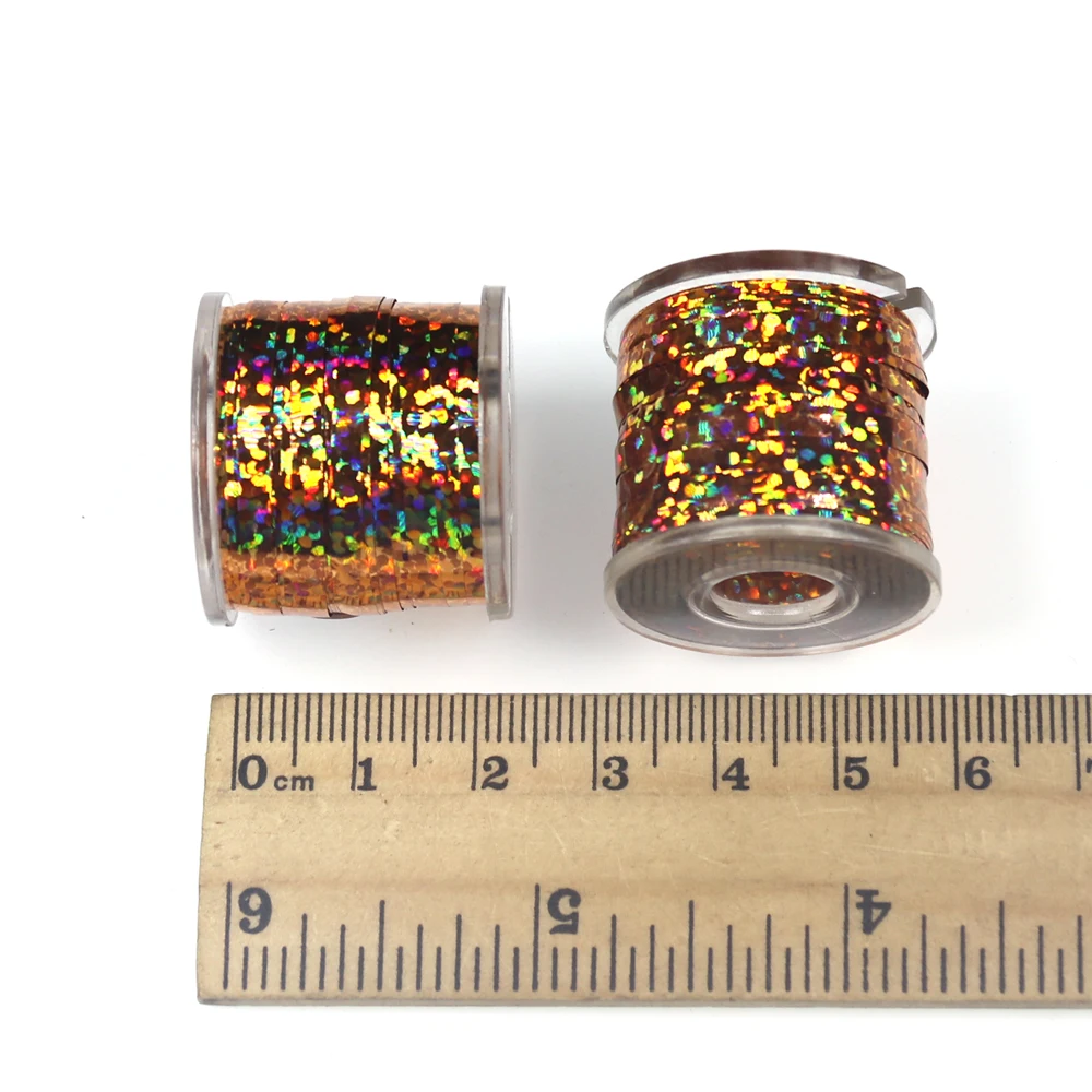 Wifreo, 1 carrete, Material de encuadernación Flash para moscas, cebo de pesca con mosca con brillo, Material brillante dorado, plateado y plateado - imagen 3