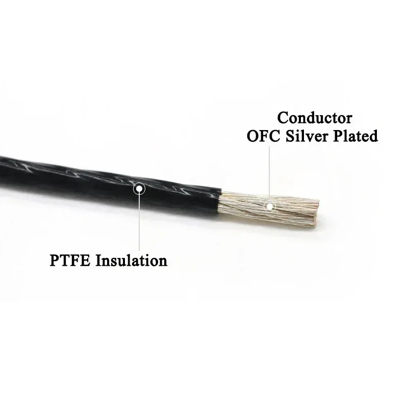 Cable de PTFE Chapado en plata de alta pureza OFC 30 ~ 10 AWG, señal electrónica de cobre, altavoz de Audio HiFi, Cable de auriculares DIY, 1/5m - imagen 2
