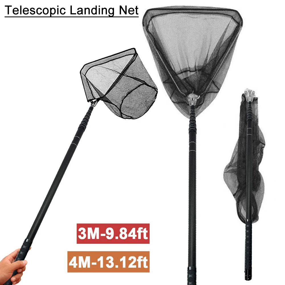 Red de pesca telescópica de carbono de 3,0 m/4,0 m, malla pequeña para trucha, red de mano portátil plegable, herramientas de pesca - imagen 3