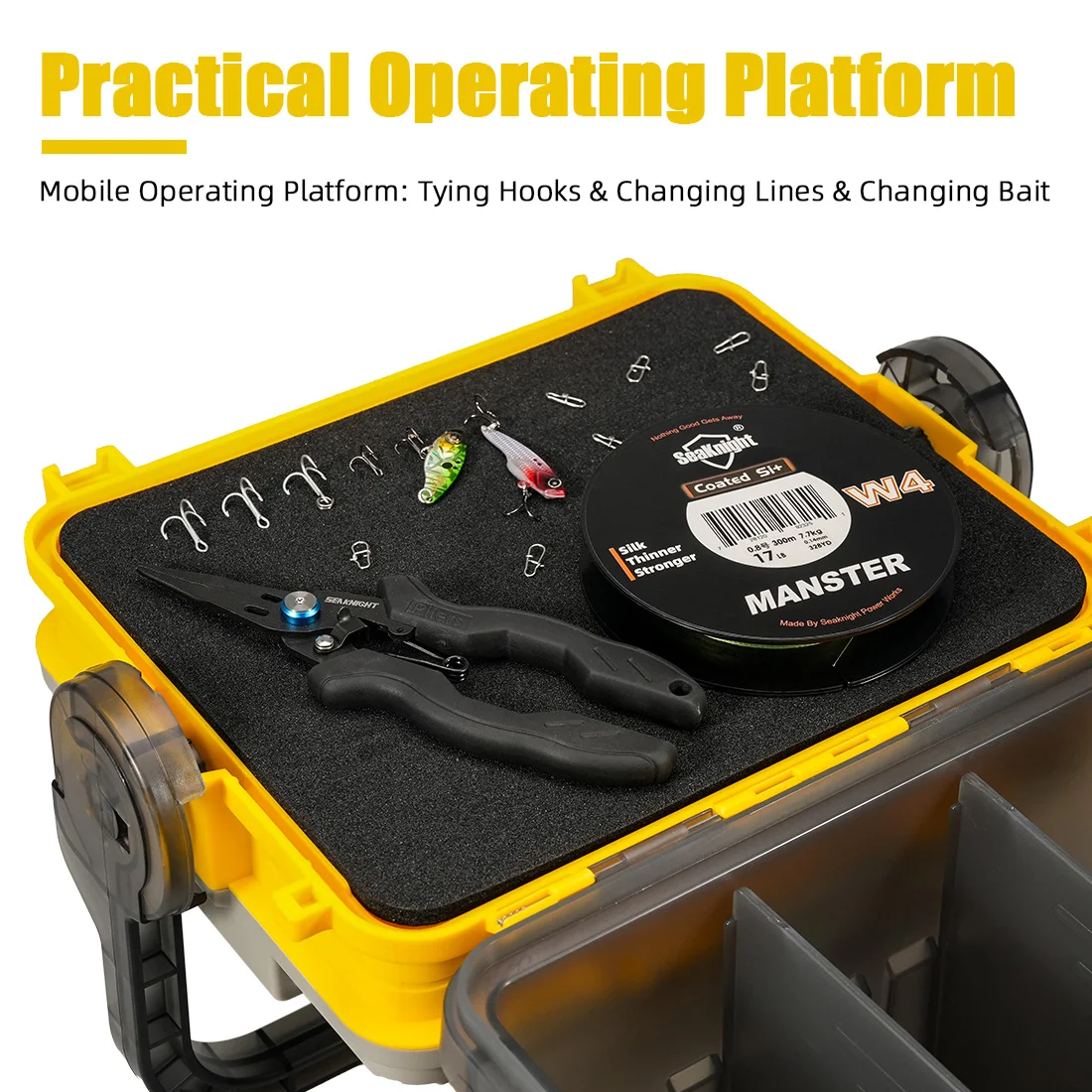 SeaKnight-caja de aparejos de pesca de 10L, Material PP de ingeniería fuerte, caja de pesca multifuncional para exteriores con barril de caña - imagen 3