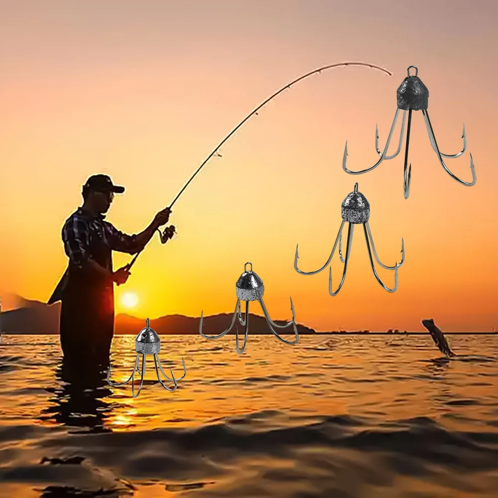Anzuelos 5 Garras con Plomo para Pesca de Fondo – Acero Carbono - imagen 5