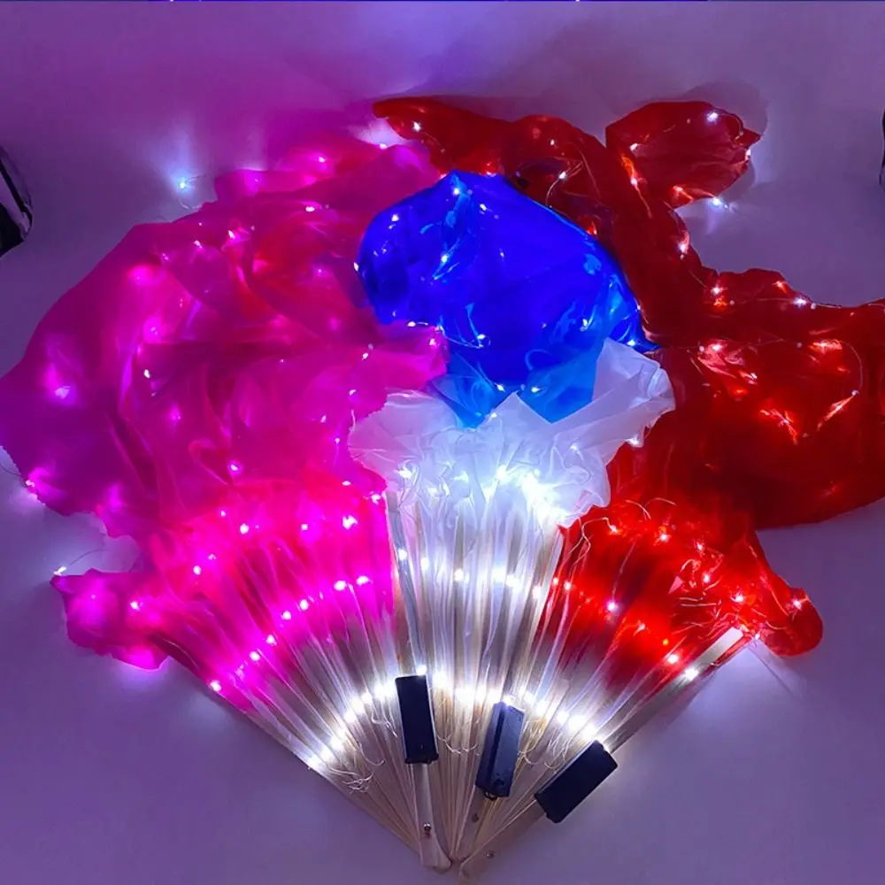 Gradient Color LED Classical Dance Fan 1.5m Performence Props Belly Dancing Fan Long Imitation Rayon Dancer Practice Silk Fans - imagen 5