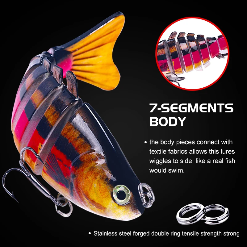3 unids/caja pesca Wobbler realista 7 segmentos Swimbait Crankbait cebo duro lento 9,7 cm/14,7g Isca señuelos artificiales aparejos de pesca - imagen 5