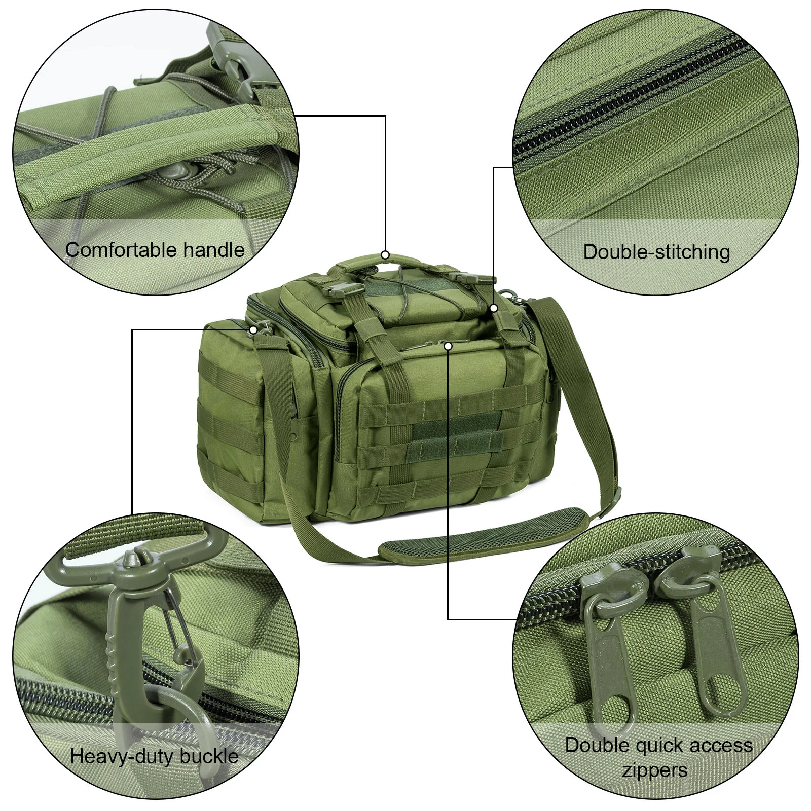 Bolsa multifuncional para aparejos de pesca de alta capacidad para hombre, bolso de hombro de cintura, estuche de almacenamiento de lona para acampar al aire libre y caza - imagen 3
