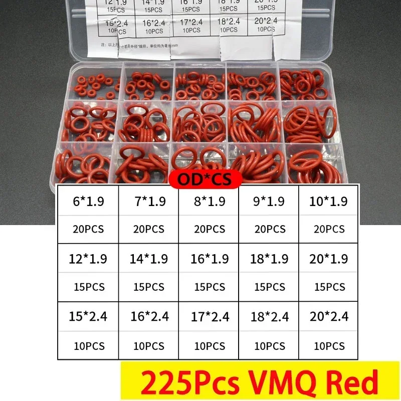 225Pcs VMQ Red