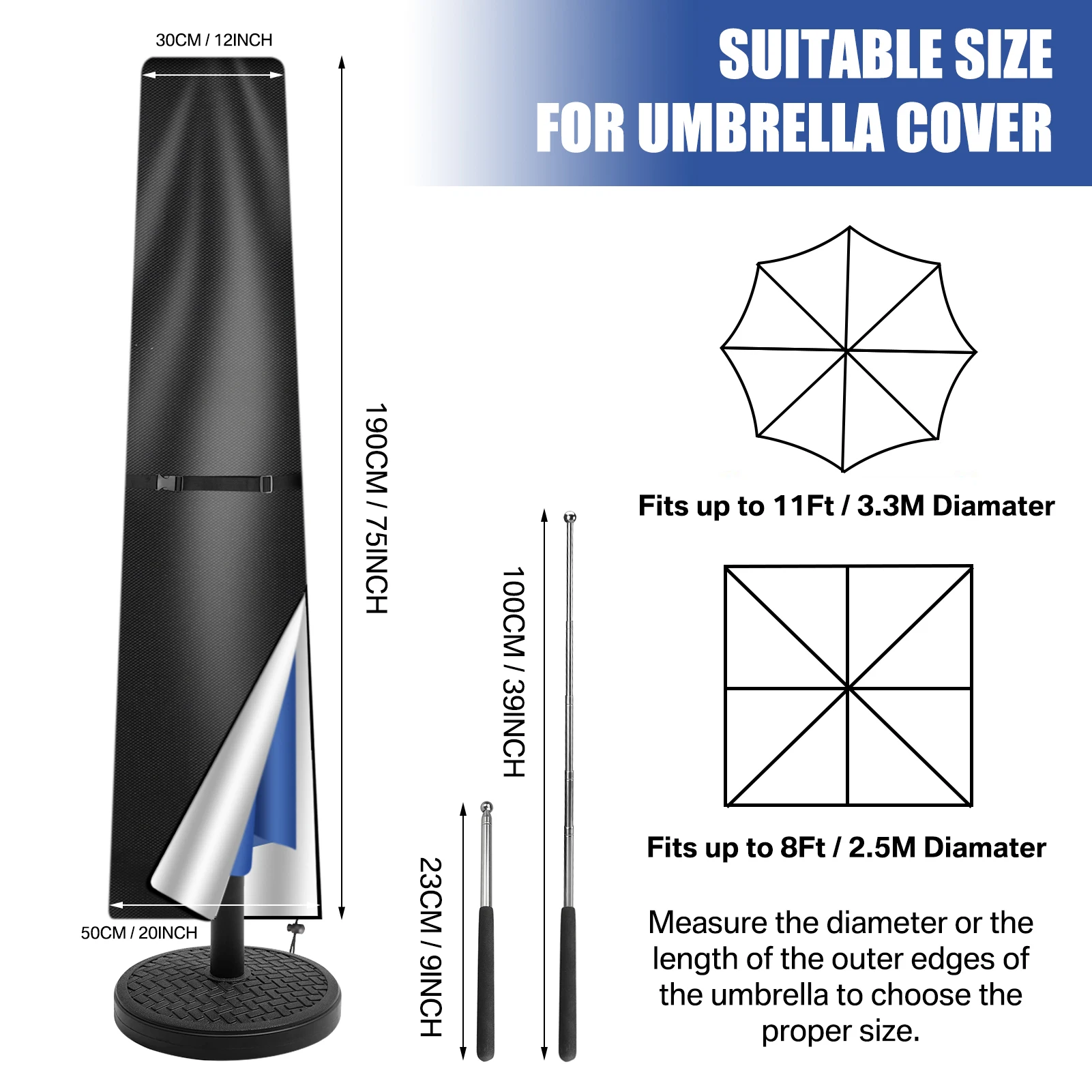 Funda para sombrilla impermeable 210D con cremallera para exterior - imagen 5