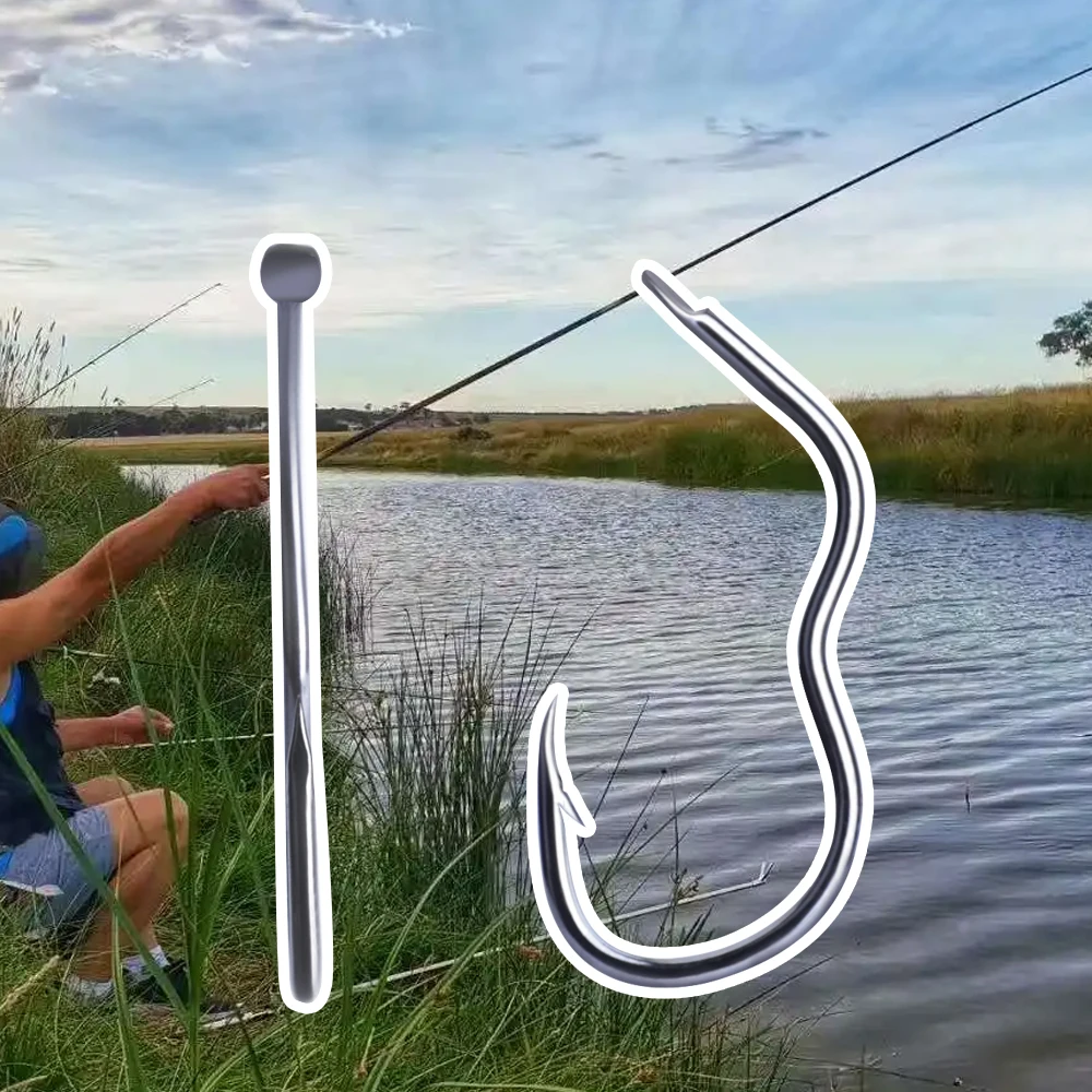 12 Uds. Nuevos anzuelos de pesca de acero con alto contenido de carbono, anzuelo de púas planas 0,5 # -14 #   Accesorios de pesca de carpa de agua dulce - imagen 2