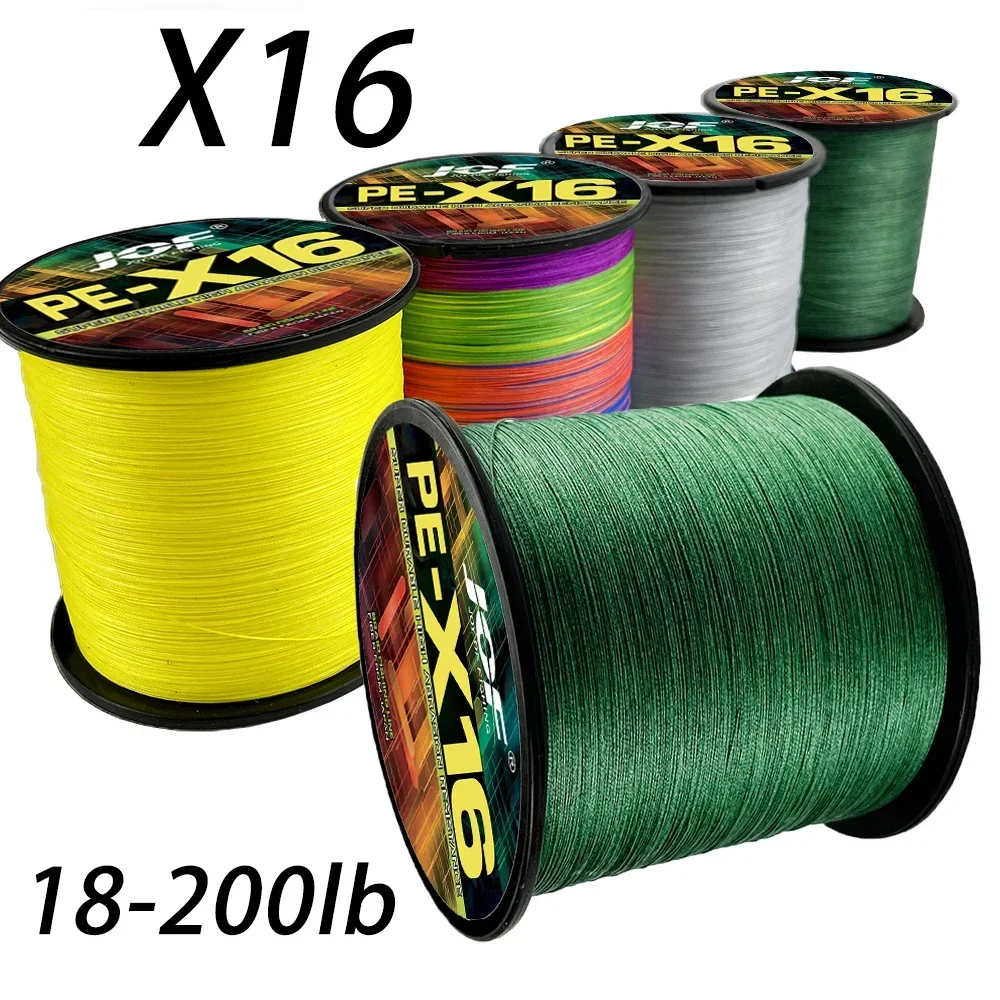 JOF-sedal de pesca de PE trenzado resistente a la abrasión, 8 hebras, 9 hebras, 16 hebras, súper fuerte, antimordida, 18-200LB, herramientas de pesca de 500M - imagen 2