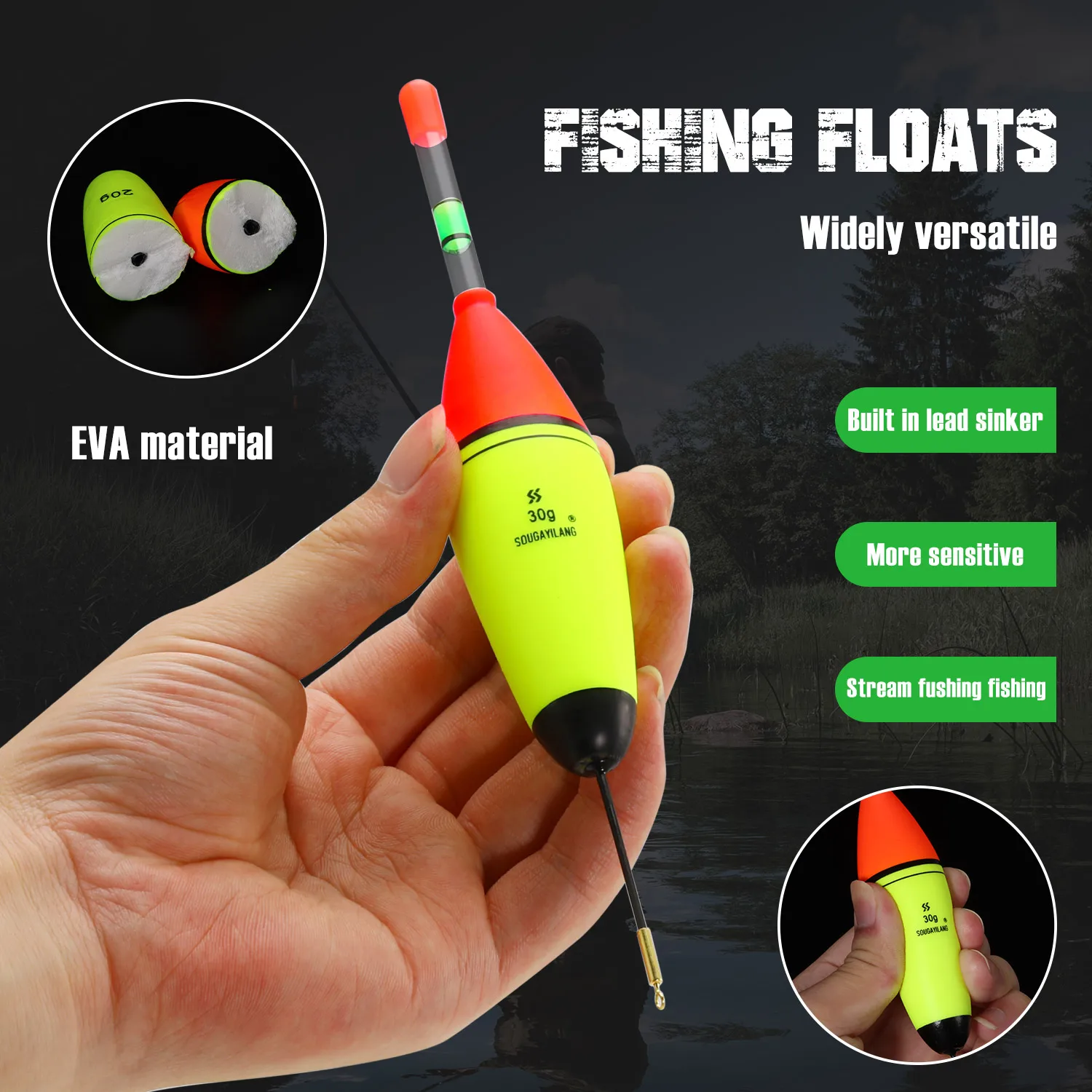 Sougayilang 5 unids/lote cebo flotante herramientas de pesca 10g 20g 30g flotador de pesca EVA cebo multifuncional flotador espuma flotadores de plástico señuelo - imagen 3