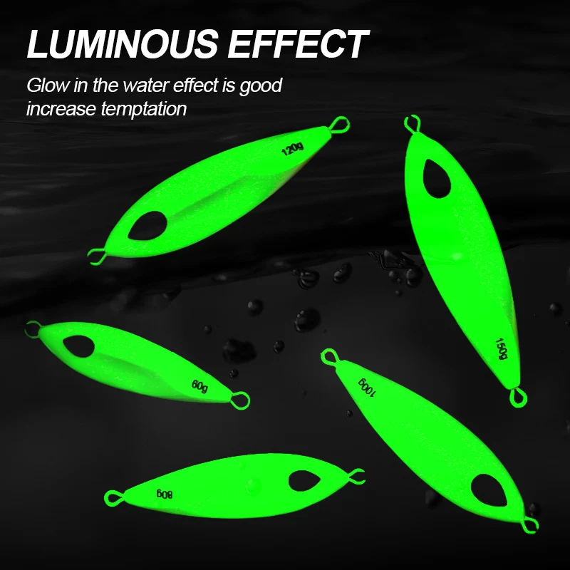 Wonderse 60g 80g 100g 120g 150g plantilla de pesca de Metal luminosa placa de hierro de fundición larga hundimiento rápido curricán señuelo duro al por mayor - imagen 3