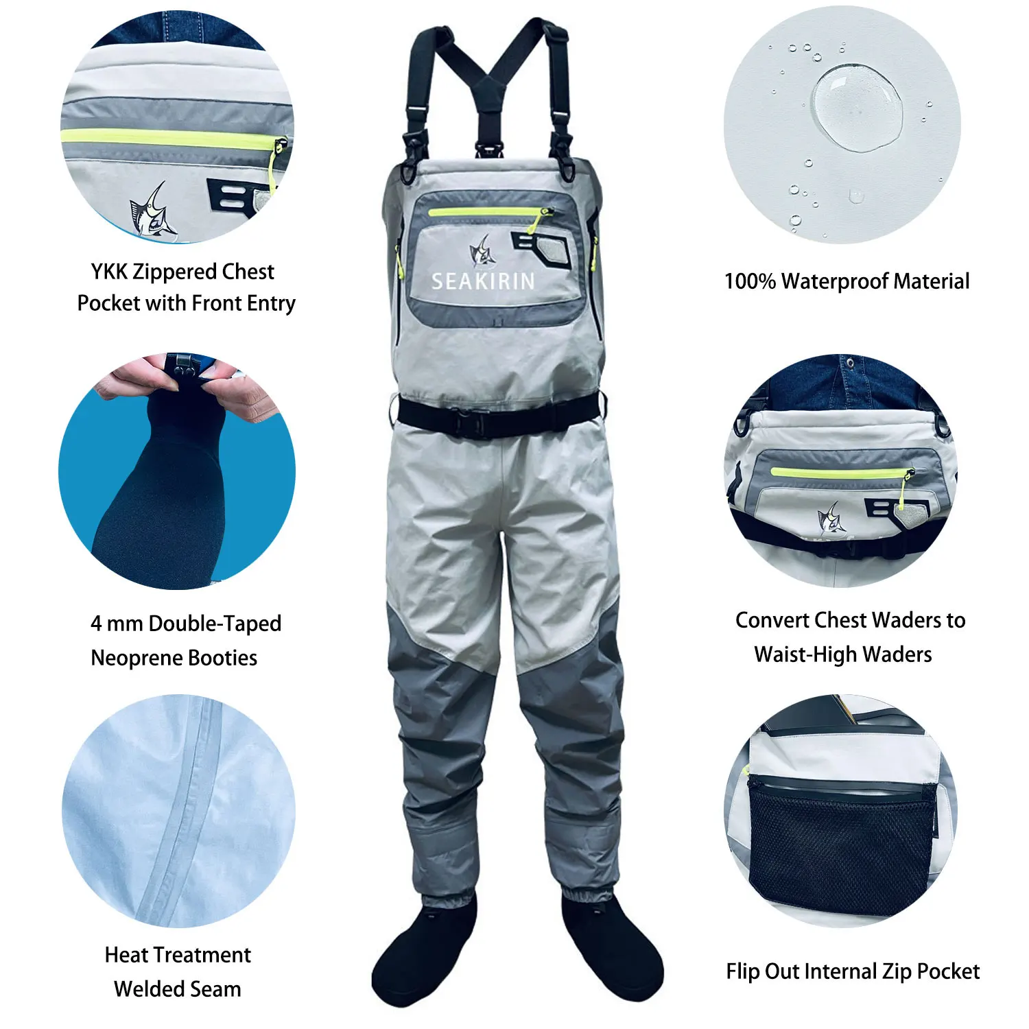 Botas convertibles ultraligeras para hombre, pantalones impermeables transpirables de cintura en el pecho, ropa para pesca con mosca y caza - imagen 4