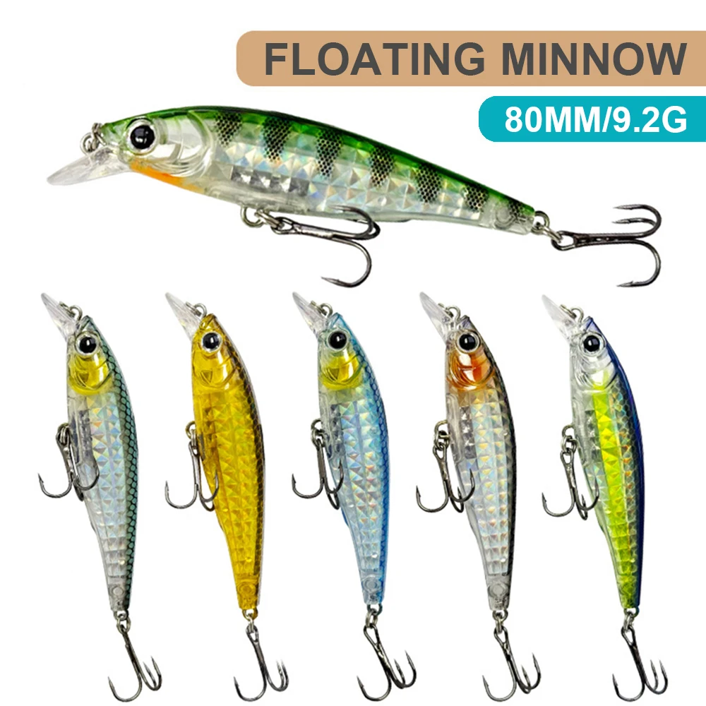 Señuelos de pesca flotantes, 8cm, 9,2g, Wobbler, fundición larga, láser, cebo duro Artificial, Jerkbait, accesorios de pesca, lubina MN613 - imagen 3