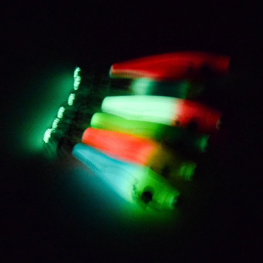 Plantilla de calamar Horizontal luminosa, anzuelo de calamar y camarón de madera, Señuelos de Pesca, pulpo, sepia, camarones, cebos de agua salada, 6 uds. - imagen 4