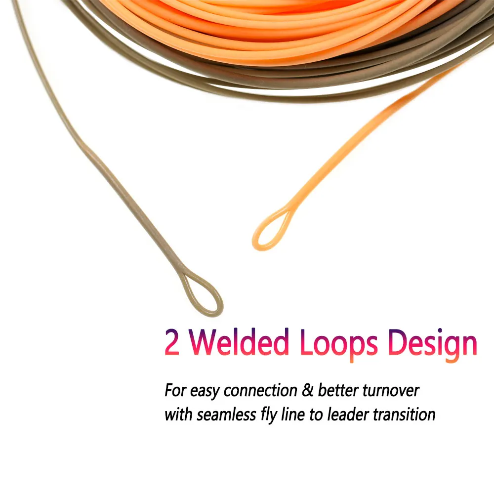 Bimoo 90FT Single Handed Spey Fly Fishing Line Weight Fowarded Floating Fly Line With 2 Weld Loops WF-1F~WF-7F Camo Peach - imagen 4
