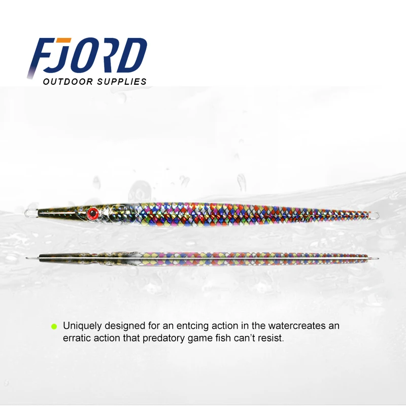 Señuelo de pesca de hundimiento rápido de fundición larga, plantilla de Metal de aguja FJORD, Jigs verticales, cebo duro de agua salada de mar, impresión 3D, Ta, 80g, 100g - imagen 3