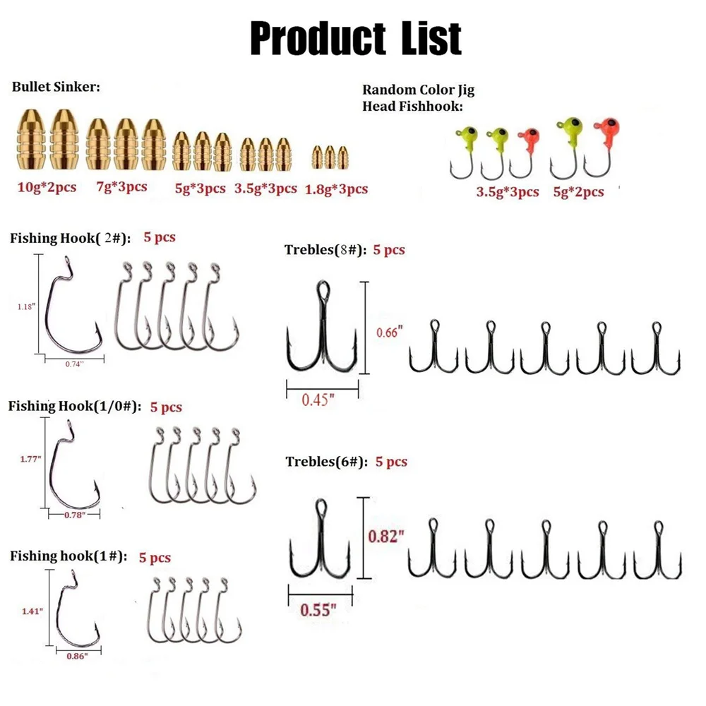 128 unids/caja Kit de accesorios de pesca que incluye anzuelos diferentes giratorios de pesca broches juego de pesca con caja de aparejos - imagen 2