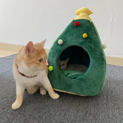 Casa árbol de Navidad para gatos – Refugio cálido con cama de invierno