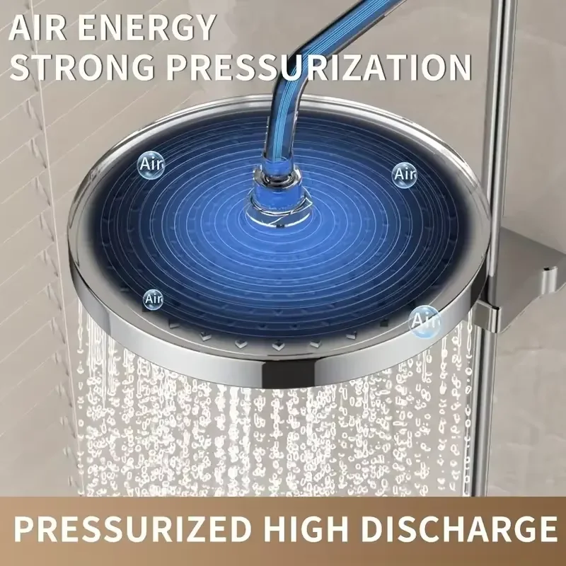 Juego de cabezal de ducha de baño para el hogar, cabezal de ducha presurizado con pulverizador superior de 25cm, cabezal de ducha con refuerzo de volumen de agua grande - imagen 3
