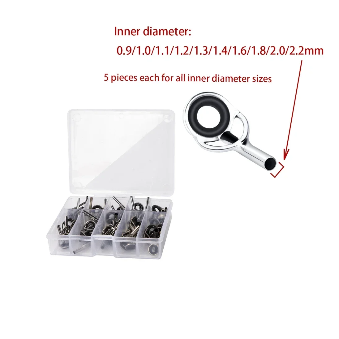 Parte superior del anillo de alambre guía de la caña de pescar, utilizado para el mantenimiento de la caña de pescar y reemplazo de accesorios de pesca 50 piezas por caja - imagen 2