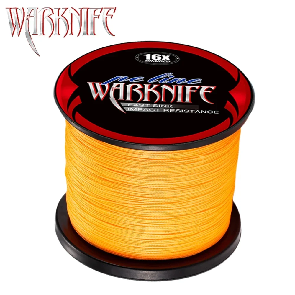 Warknife 16 hebras 100M - 2000M Hollow Core PE extremo Japón hilo de pescar trenzado 20LBs-500LBs línea de asistencia naranja fluorescente - imagen 2