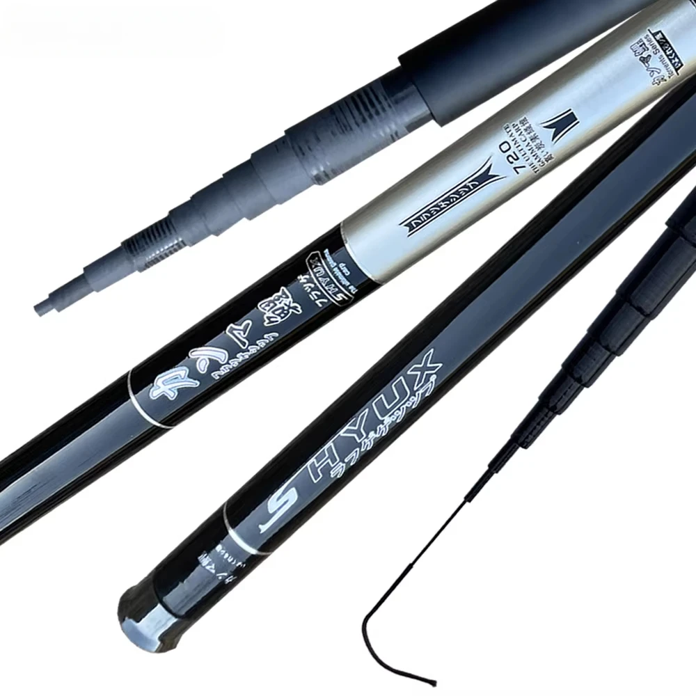Caña de pescar telescópica GHOTDA, 3,6 m, 4,5 m, 5,4 m, 6,3 m, 7,2 m, caña de pescar manual de fibra de carbono, caña duradera para Pesca de carpa - imagen 2