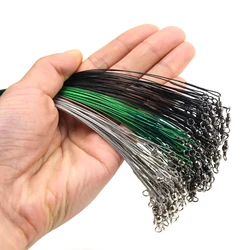 Líder de alambre de acero con sedal de pesca antimordida giratorio, accesorio de pesca de 15/25/30cm, correa Leadcore, 10/20 piezas