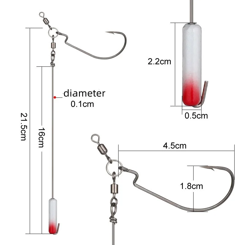 Anzuelo de pesca, 5 uds., Kit de aparejo de punzón, plantilla de Metal, gancho de manivela, rodillo adjunto, accesorios giratorios para lubina, artículos marinos para pesca - imagen 2
