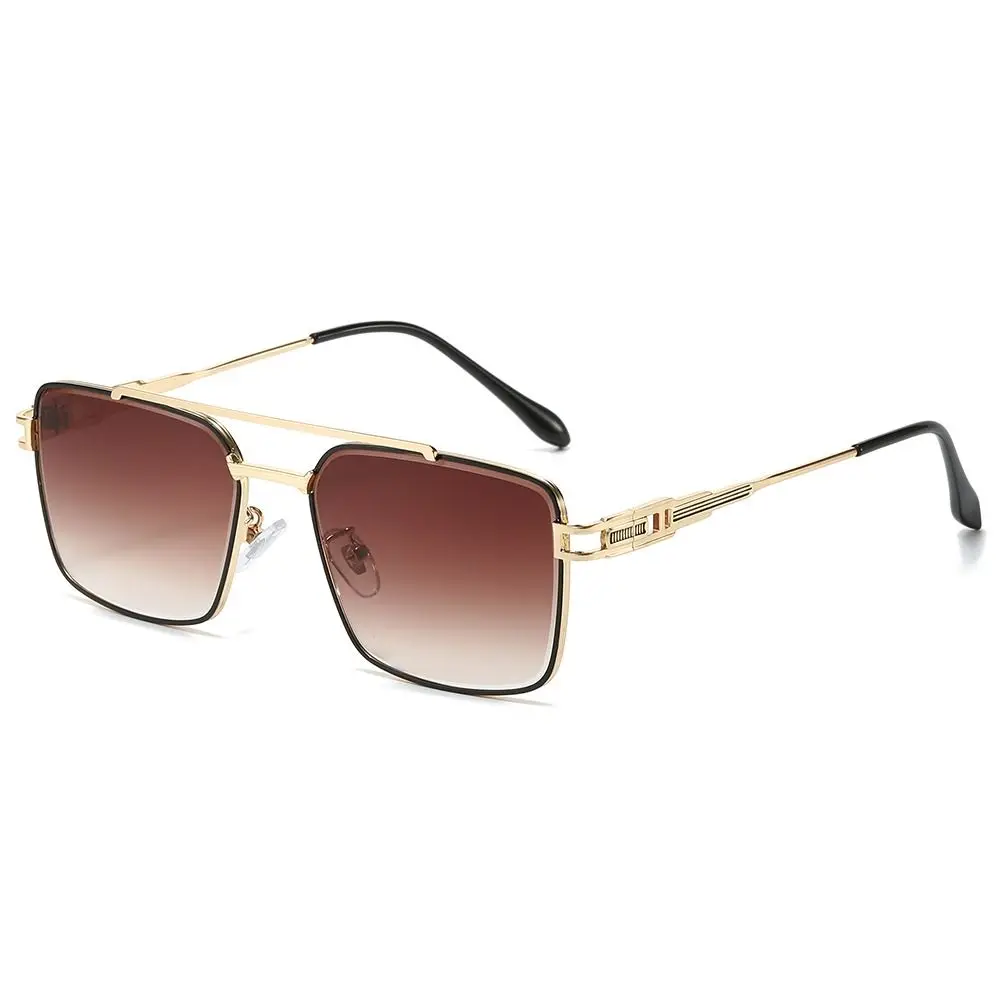 Gafas de sol de moda con doble puente y borde cortado, protección UV, gafas de sol de lujo con lentes degradados de Metal para hombres y mujeres - imagen 4