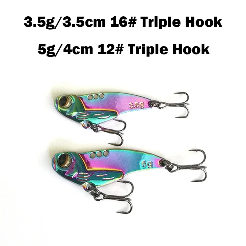 Nuevo Metal Mini VIB cuchara Wobbler señuelo de pesca 3,5g 5g 7g aparejos de pesca Pin de lubina Crankbait vibración Spinner cebo que se hunde - imagen 3