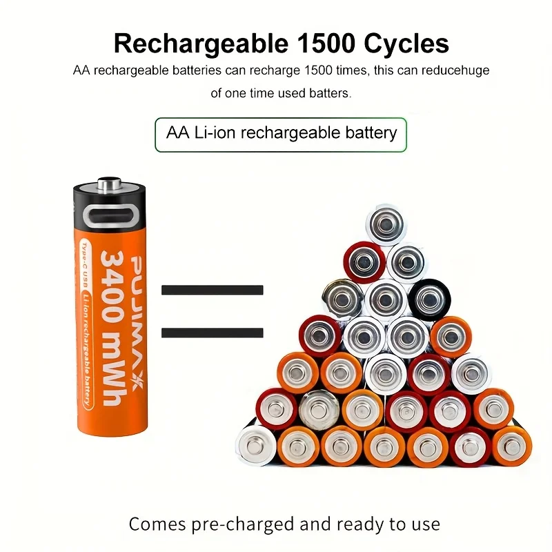 Batería recargable AA AAA de litio 1,5V con carga USB-C - imagen 2