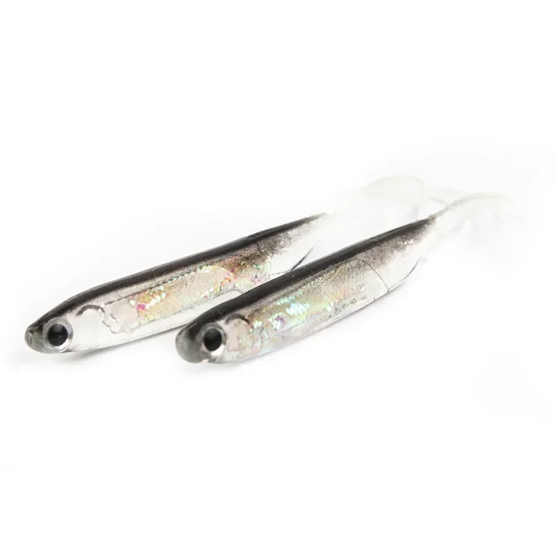 5 unids/lote cebo blando de pesca 7CM 7,5 CM 1,7G 2,3G 2,7G T cola pez Señuelos de pesca Color arcoíris lentejuelas columpio pesca Spinner cebo - imagen 5