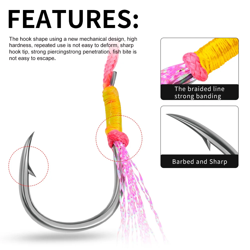 PROBEROS High Carbon Steel Fishing Hooks Jig Artificial Bait Hook Lure Fishing Essential - imagen 4