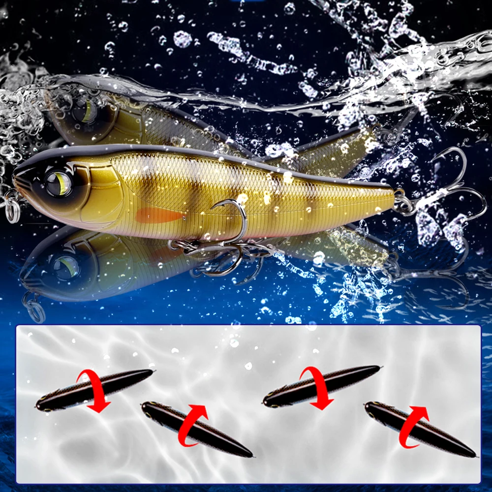 CCLTBA-señuelo de lubina Topwater, cebo duro Wobbler Pencil Bait Walking the Dog, Señuelos de Pesca poco profundos, 10cm, 14,5g - imagen 3